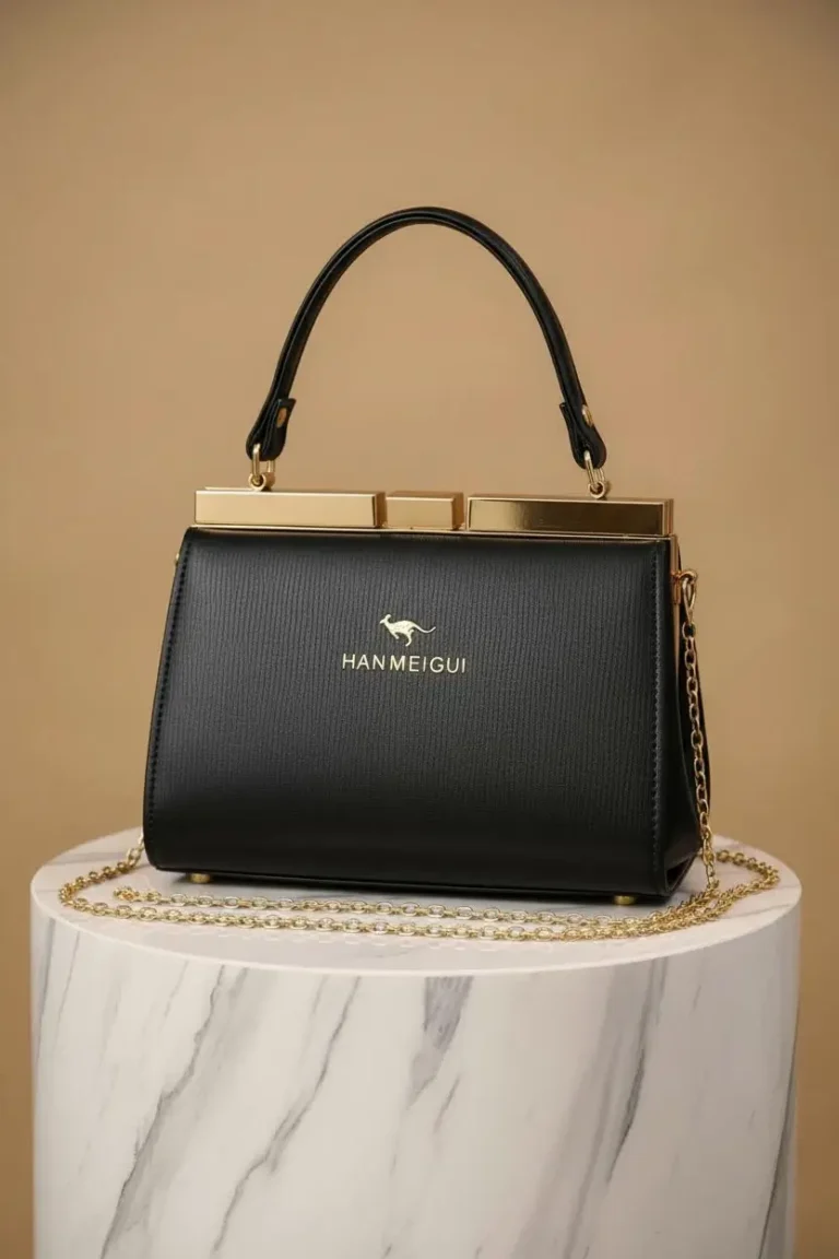 Stylo bags black gold frame handbag with chain strap - premium imported quality Pakistan Elixir