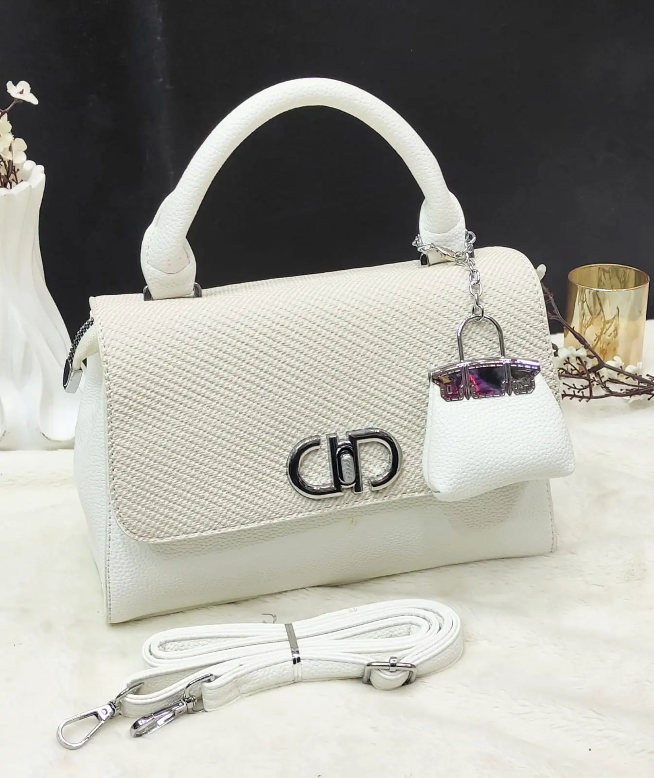 elixir bags - imported handbags - shoulder bag - white - bags brand in pakistan