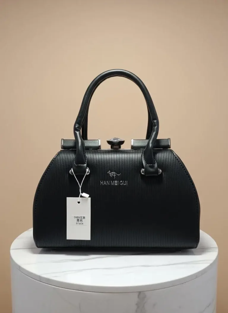 Premium shoulder bags in Pakistan - black structured frame handbag with crystal clasp - Elixir ladies bags